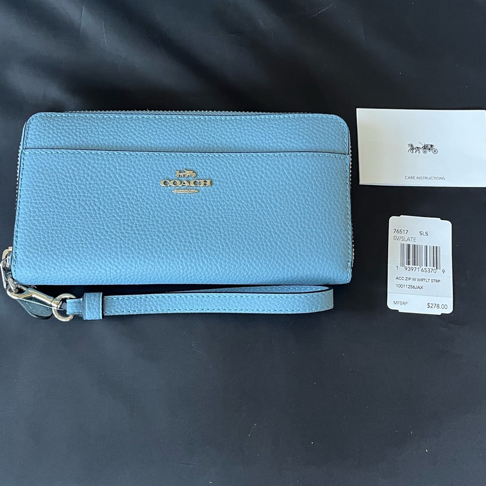 Coach accordion zip around wallet with wristlet strap like new